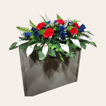 Load image into Gallery viewer, Red White and Blue Rose and Calla Lily Headstone Saddle Memorial Decoration