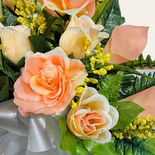 Load image into Gallery viewer, Peach Rose and Calla Lily Cemetery Cone Memorial Decoration