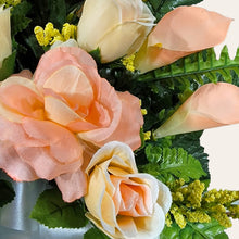 Load image into Gallery viewer, Peach Rose and Calla Lily Cemetery Cone Memorial Decoration