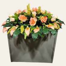 Load image into Gallery viewer, Peach Rose and Calla Lily Headstone Saddle Memorial Decoration