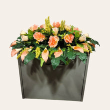Load image into Gallery viewer, Peach Rose and Calla Lily Headstone Saddle Memorial Decoration