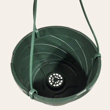 Load image into Gallery viewer, This is a set of 6 8" green plastic hanging baskets with a removable handle.