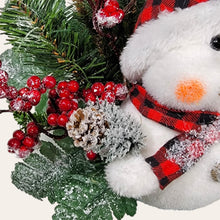 Load image into Gallery viewer, This cemetery cone pair comes with a cute smiling snowman, red berries, and a stocking cap. It is 2 Christmas memorial decorations.