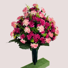 Load image into Gallery viewer, This memorial decoration has beauty pink mini mum grave flowers for cemetery. It is 360-degree funeral flowers.