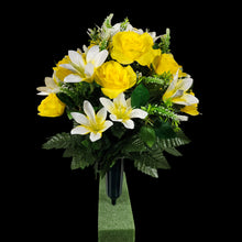 Load image into Gallery viewer, Yellow Rose and White Lily Cemetery Cone (360 Degrees)