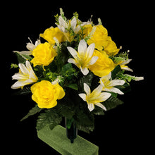Load image into Gallery viewer, Yellow Rose and White Lily Cemetery Cone (360 Degrees)
