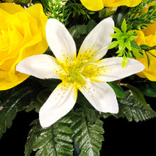 Load image into Gallery viewer, Yellow Rose and White Lily Cemetery Cone (360 Degrees)