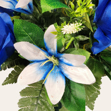Load image into Gallery viewer, Blue Rose and White Lily Cemetery Cone (360 Degrees)