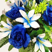 Load image into Gallery viewer, Blue Rose and White Lily Cemetery Cone (360 Degrees)