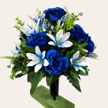 Load image into Gallery viewer, Blue Rose and White Lily Cemetery Cone (360 Degrees)