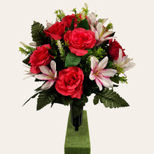 Load image into Gallery viewer, Pink Rose and White Lily Cemetery Cone (360 Degrees)