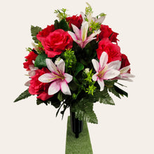 Load image into Gallery viewer, Pink Rose and White Lily Cemetery Cone (360 Degrees)