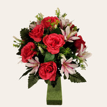 Load image into Gallery viewer, Pink Rose and White Lily Cemetery Cone (360 Degrees)