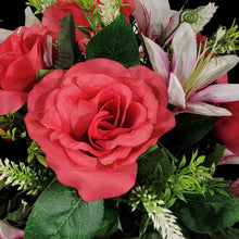Load image into Gallery viewer, Pink Rose and White Lily Cemetery Cone (360 Degrees)