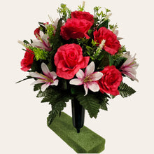 Load image into Gallery viewer, Pink Rose and White Lily Cemetery Cone (360 Degrees)