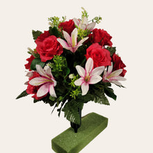 Load image into Gallery viewer, Pink Rose and White Lily Cemetery Cone (360 Degrees)
