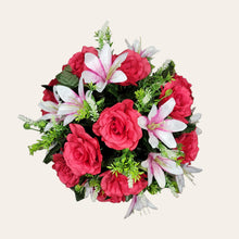 Load image into Gallery viewer, Pink Rose and White Lily Cemetery Cone (360 Degrees)