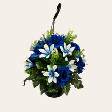 Load image into Gallery viewer, Blue Rose and White Lily Cemetery Hanging Basket