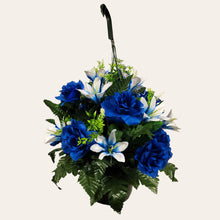 Load image into Gallery viewer, Blue Rose and White Lily Cemetery Hanging Basket
