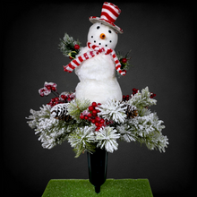 Load image into Gallery viewer, Snowman Cemetery Cone Christmas Memorial Decoration