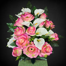 Load image into Gallery viewer, Elegant Large Beauty Pink Rose & White Calla Lily Memorial Cone Decoration