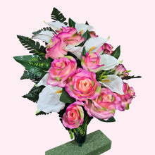 Load image into Gallery viewer, Elegant Large Beauty Pink Rose & White Calla Lily Memorial Cone Decoration