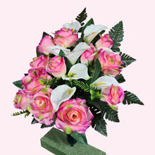 Load image into Gallery viewer, Elegant Large Beauty Pink Rose & White Calla Lily Memorial Cone Decoration