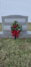Load image into Gallery viewer, Christmas cemetery vase memorial decoration with berries, holly, and pine.