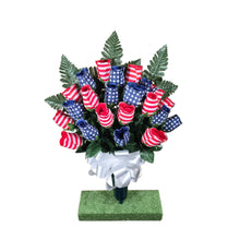 Load image into Gallery viewer, Red White and Blue Rosebud Stars and Stripes Patriotic Cemetery Cone Memorial Decoration