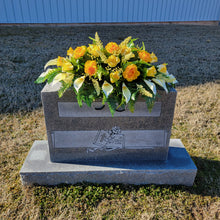 Load image into Gallery viewer, Yellow Rose and Calla Lily Headstone Saddle Memorial Decoration
