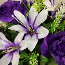 Load image into Gallery viewer, Purple Rose and White Lily Cemetery Cone (360 Degrees)
