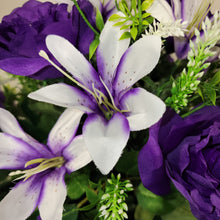 Load image into Gallery viewer, Purple Rose and White Lily Cemetery Hanging Basket
