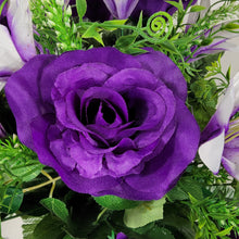 Load image into Gallery viewer, Purple Rose and White Lily Cemetery Hanging Basket
