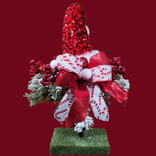 Load image into Gallery viewer, Sequined Santa Hat Cemetery Cone Christmas Memorial Decoration
