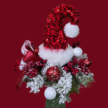 Load image into Gallery viewer, Sequined Santa Hat Cemetery Cone Christmas Memorial Decoration
