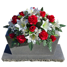 Load image into Gallery viewer, Elegant Red Rose and White Lily Headstone Saddle Memorial Decoration
