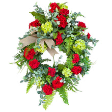 Load image into Gallery viewer, Geranium Hydrangea Wreath, Elegant Summer Door Decor
