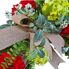 Load image into Gallery viewer, Geranium Hydrangea Wreath, Elegant Summer Door Decor
