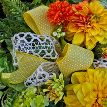 Load image into Gallery viewer, Dahlia Front Door Wreath Swag with Butterflies for Spring or Summer Porch Decor
