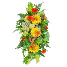 Load image into Gallery viewer, Dahlia Front Door Wreath Swag with Butterflies for Spring or Summer Porch Decor
