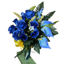 Load image into Gallery viewer, Blue Rose and Calla Lily Cemetery Cone Memorial Decoration
