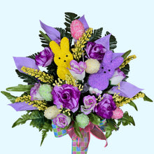 Load image into Gallery viewer, Easter Memorial Decoration with Pastel Bunnies &amp; Beaded Easter Egg Accents
