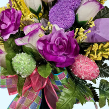 Load image into Gallery viewer, Easter Memorial Decoration with Pastel Bunnies &amp; Beaded Easter Egg Accents
