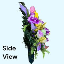 Load image into Gallery viewer, Easter Memorial Decoration with Pastel Bunnies &amp; Beaded Easter Egg Accents
