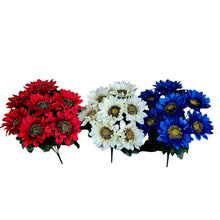 Load image into Gallery viewer, Artificial Flower Red White Blue Sunflower Bushes, Silk Floral Craft Supply (Set of 3)
