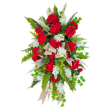 Load image into Gallery viewer, Red Geranium White Lilac Front Door Swag
