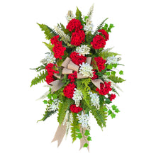 Load image into Gallery viewer, Red Geranium White Lilac Front Door Swag
