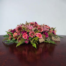 Load image into Gallery viewer, Mauve Sunflower Front Door Swag or Centerpiece, Dusty Pink Handmade Floral Teardrop
