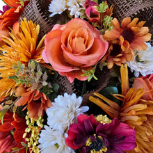 Load image into Gallery viewer, Orange Sunflower Front Door Swag, Handmade Floral Teardrop
