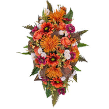 Load image into Gallery viewer, Orange Sunflower Front Door Swag, Handmade Floral Teardrop
